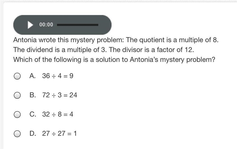 Antonia wrote this mystery problem: The quotient is a multiple of 8. The dividend-example-1