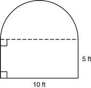 The figure below consists of a semicircle and a rectangle. What is the area, in square-example-1