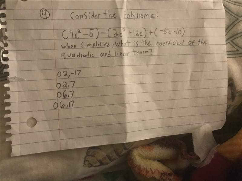 When Simplified what is the coefficient of a quadratic and linear term?-example-1