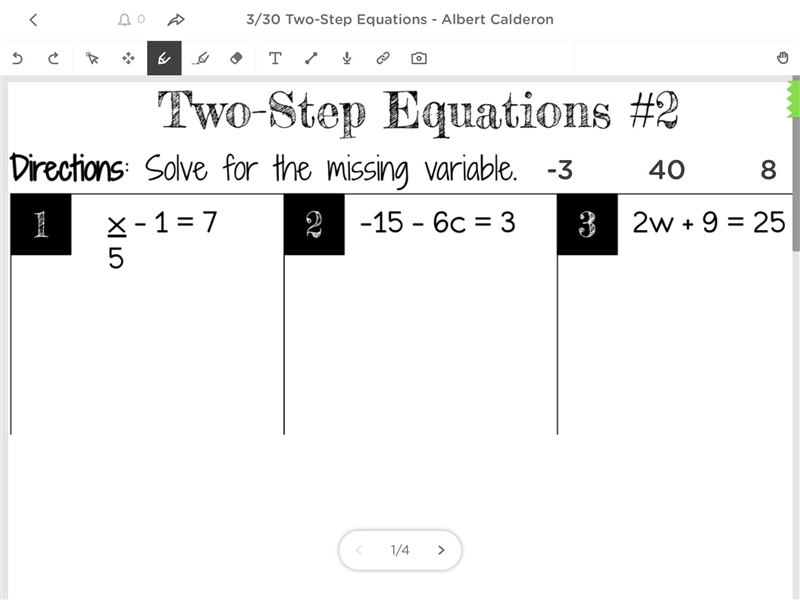 How do you solve these problems using Two-Step Equations. You will get 65 points if-example-4