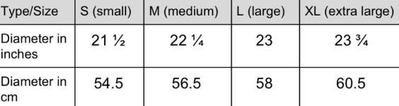 If your head measured 23 1/4 inches, which hat would you buy? Explain your reasoning-example-1