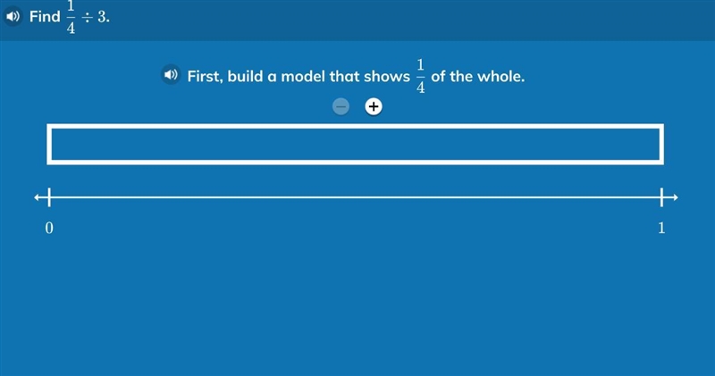 Find 1/4 divided by 3 first build a model that shows 1/4 of the whole-example-1