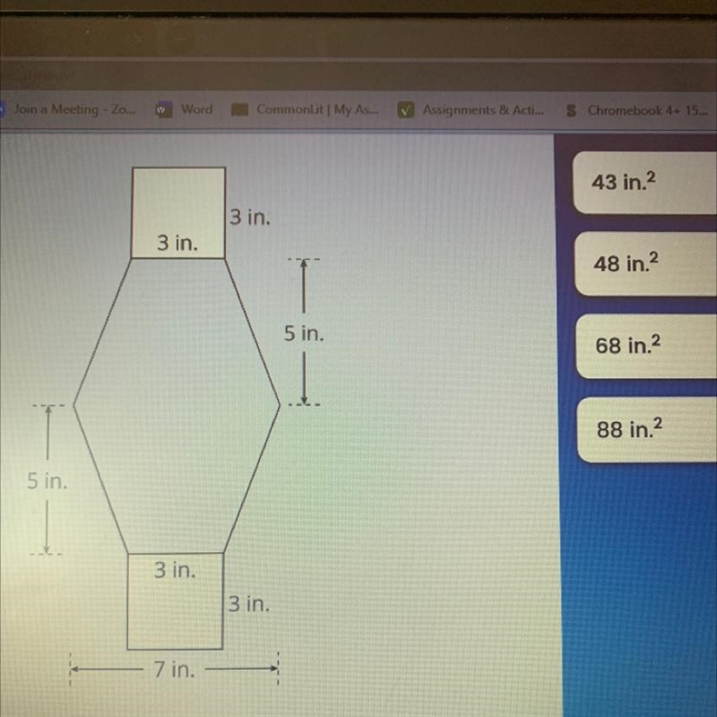 What is the area of the figure below?-example-1