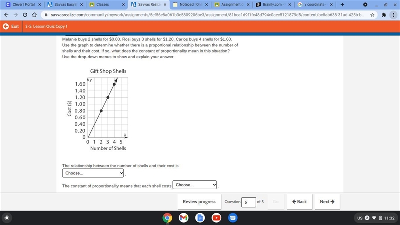 please answer in the image below? [the question:] Melanie buys 2 shells for $0.80. Rosi-example-1