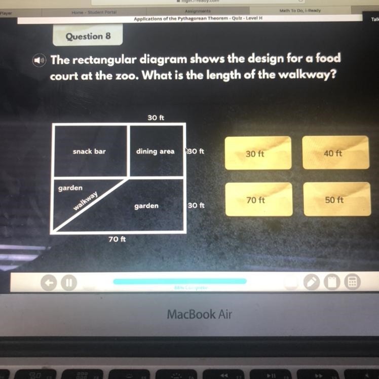 The rectangular diagram shows the design for a food court at the zoo. What is the-example-1