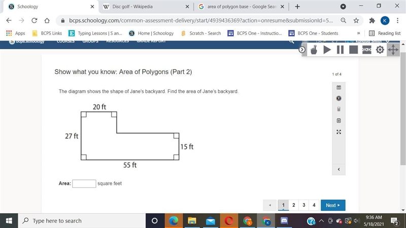 What is the area of this / square feet-example-1