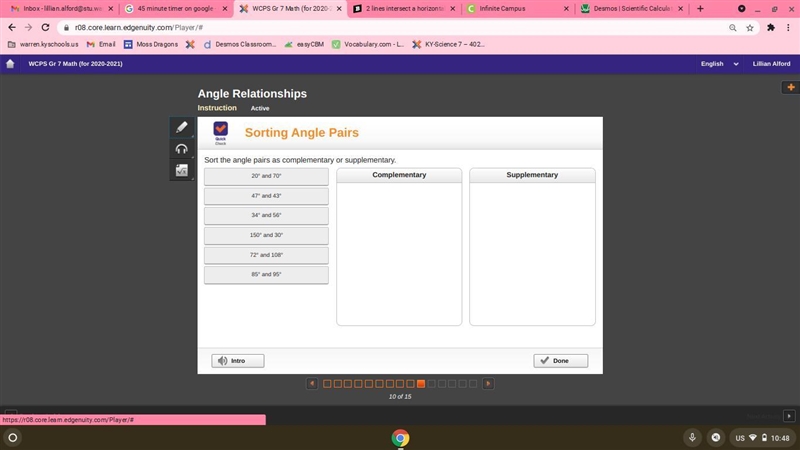 Sort the angle pairs as complementary = A. or supplementary = B.-example-1