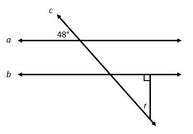 A figure is shown with parallel lines a and b. What is the measure, in degrees, of-example-1