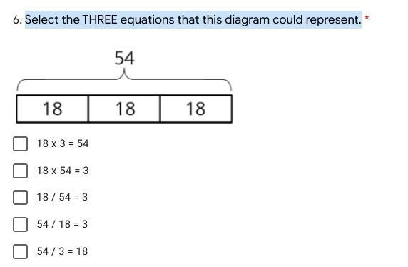 Select the THREE equations that this diagram could represent.-example-1