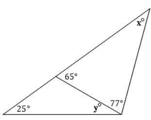 10. Consider the diagram below. First, solve for x, then y.-example-1