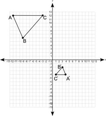 Triangle ABC is transformed to obtain triangle A′B′C′: Which statement is correct-example-1