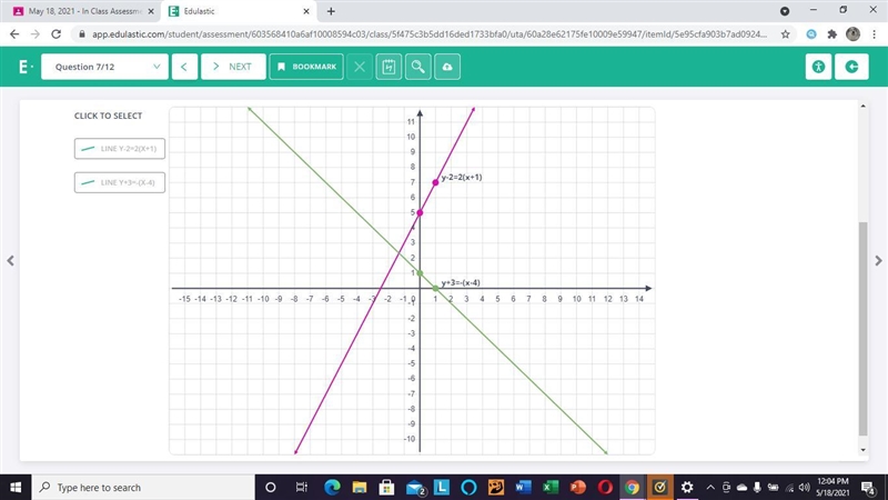 Determine the solution to this system of equations. You may refer to the graph on-example-1