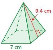 Find the surface area of the pyramid. The side lengths of the base are equal.-example-1