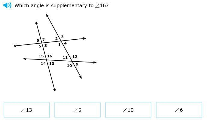 Which angle is supplementary to 16 ?-example-1