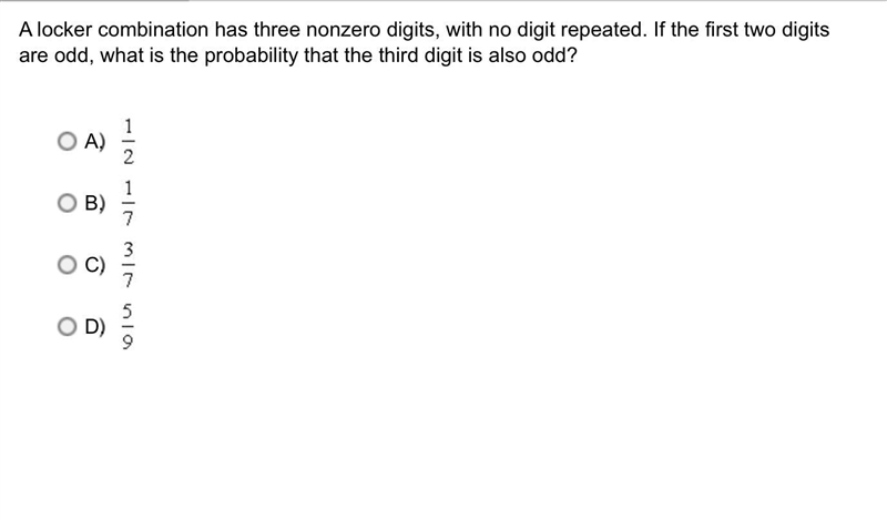 1) )A locker combination has three nonzero digits, with no repeated digits. If the-example-4