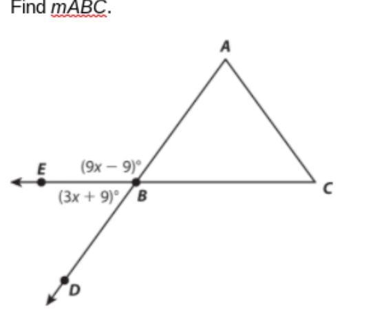 Find mABC A-54 B-135 C-15 D-126-example-1