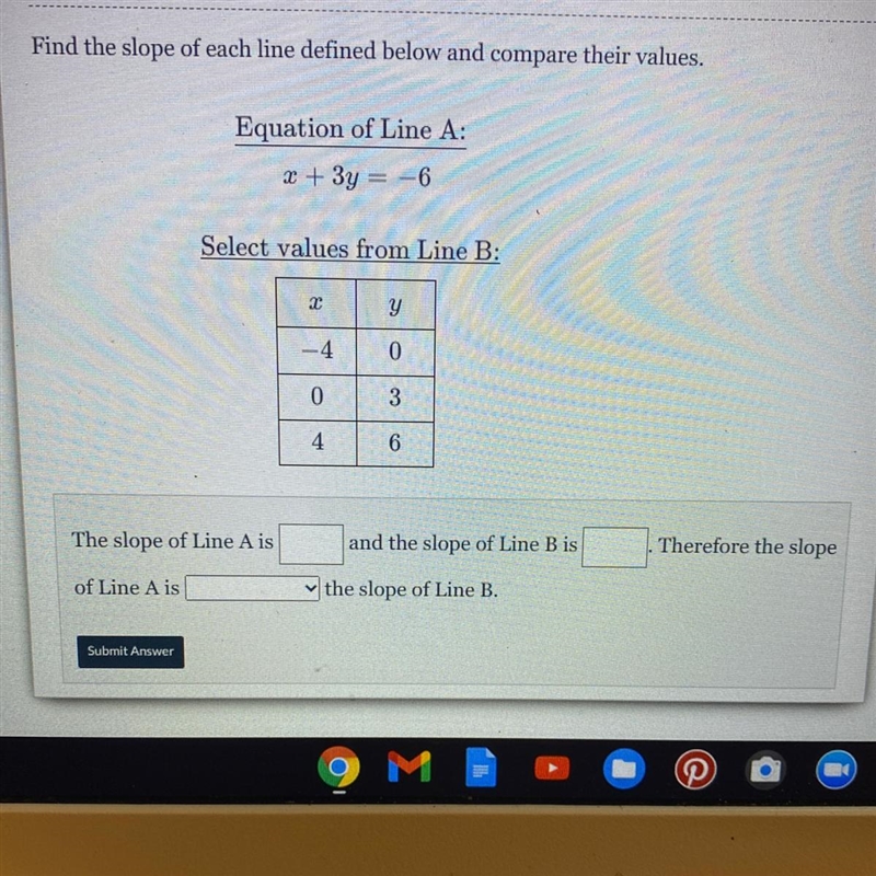 Thank you so much for the answer in advance! Find the slope of each line defined below-example-1