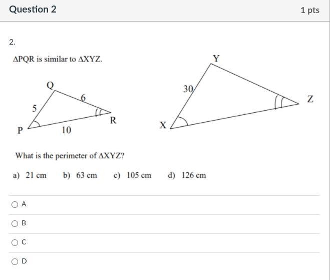 Can someone help me PQR is similar to XYZ-example-1