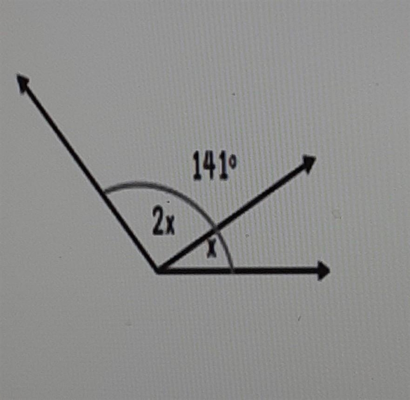 Create and solve an equation to find the unknown angle. ​-example-1