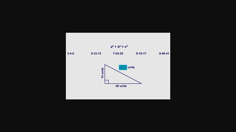 This triangle is a multiple of one of the triples listed here. What is the hypotenuse-example-1