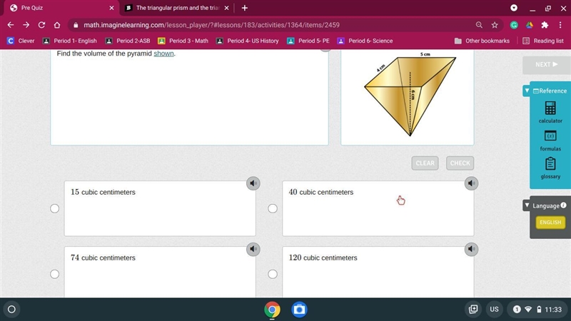 Find the volume of the prism shown.-example-1