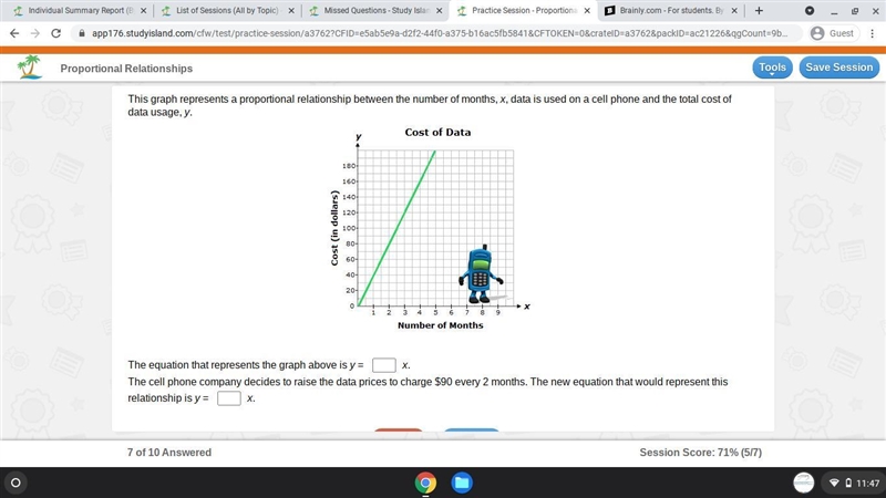 This graph represents a proportional relationship between the number of months, x-example-1