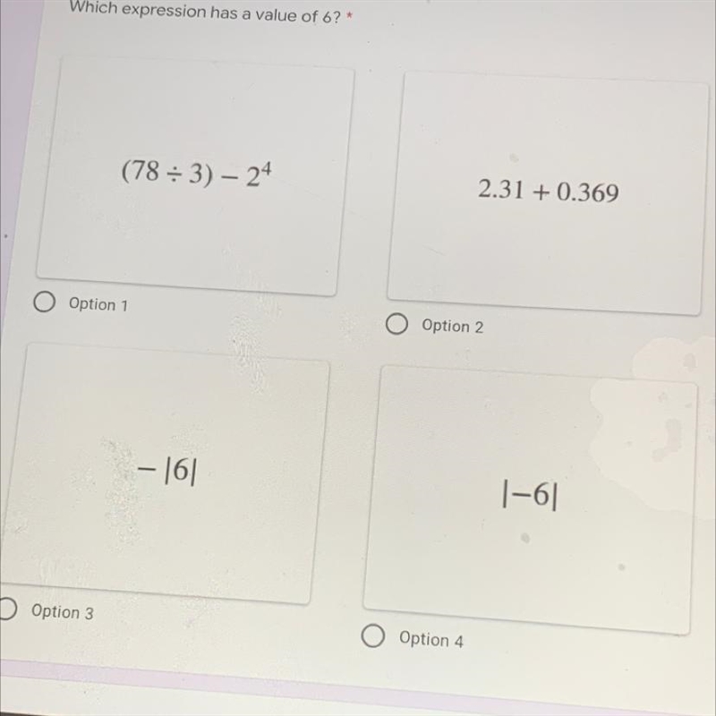 Which expression has a value of 6?-example-1