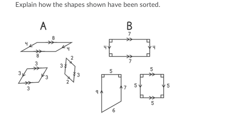 Explain how the shapes shown have been sorted.-example-1