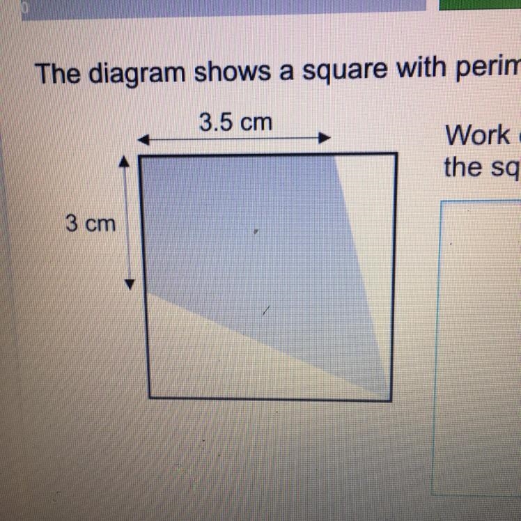 The diagram shows a square with perimeter 20 cm work out the length of the area inside-example-1