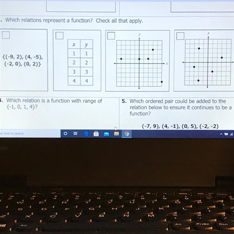 Which relations represent a function? Check all that apply. (Don’t mind 4 and 5, you-example-1