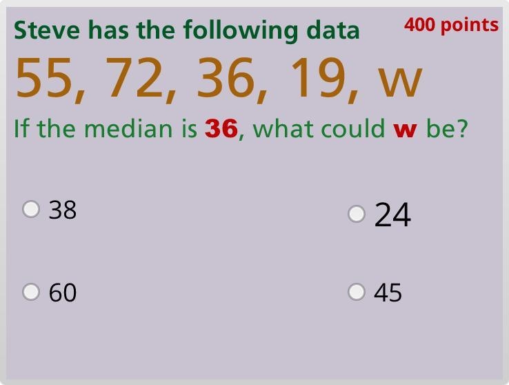 Help Please! I know how to find a median, but I dont understand how to use variables-example-1