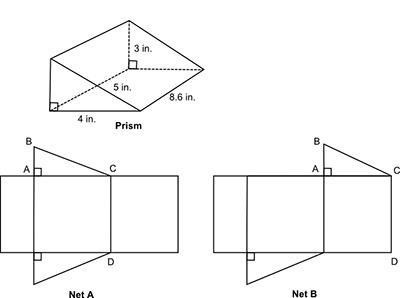 A prism and two nets are shown below: Part A: Which is the correct net for the prism-example-1