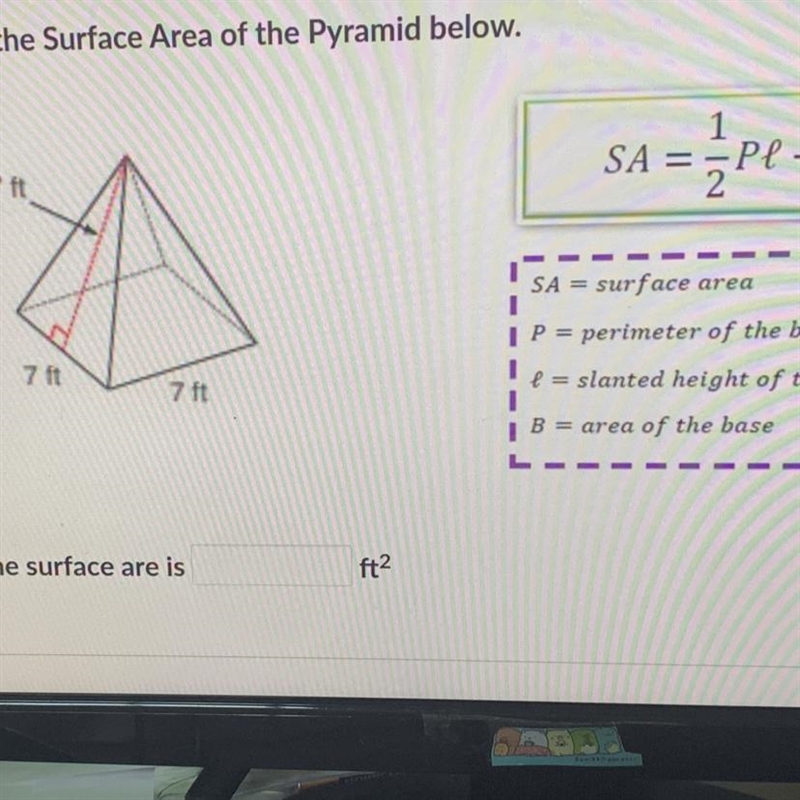 Please help are you to do is find the surface area of the pyramid please help please-example-1