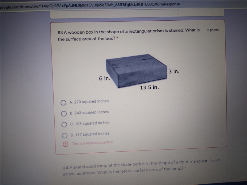 A wooden box in the shape of a rectangular prism is stained. what is the surface area-example-1