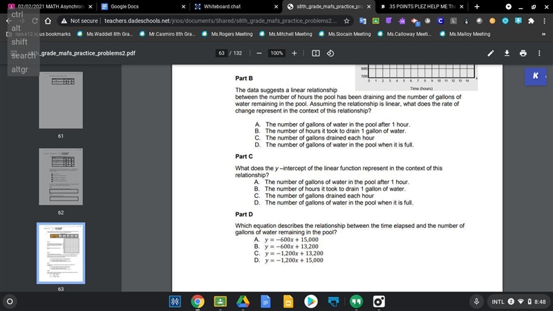 A pool cleaning service drained a full pool. The table shows the number of hours it-example-2