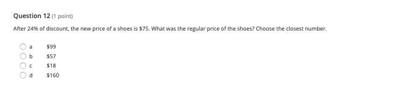 Plss help After 24% of discount, the new price of a shoes is $75. What was the regular-example-1