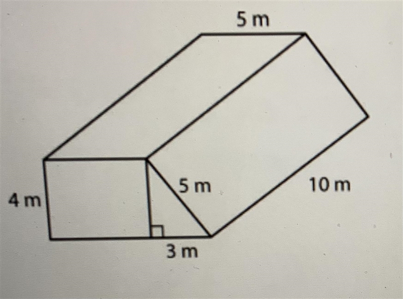 What is the surface area and volume of this figure A)352m^2 B)400m^3 C)520m^2 D)272m-example-1