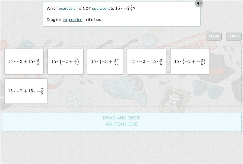 Which expression is NOT equivalent to 15 x (−2 2/5)? Drag this expression to the box-example-1