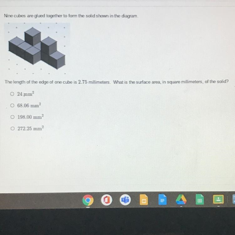 What is the surface area, in square millimeters, of the solid? You don’t have to show-example-1