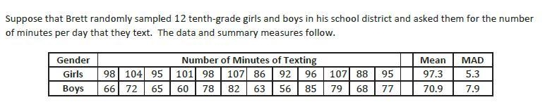 PLEASE ANSWER ASAP Compare the amount of variability in the girl's data using MAD-example-1