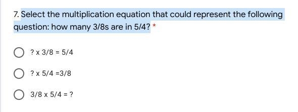 Select the multiplication equation that could represent the following question: how-example-1