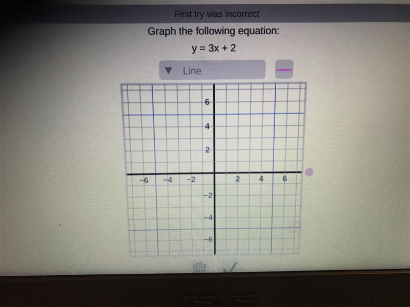 Please help! Y = 3x + 2 I have attached the graph-example-1