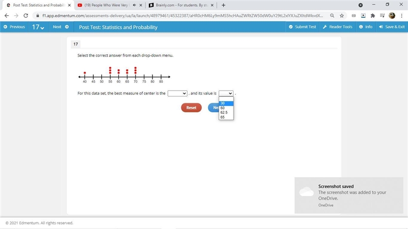 Select the correct answer from each drop-down menu. For this data set, the best measure-example-1