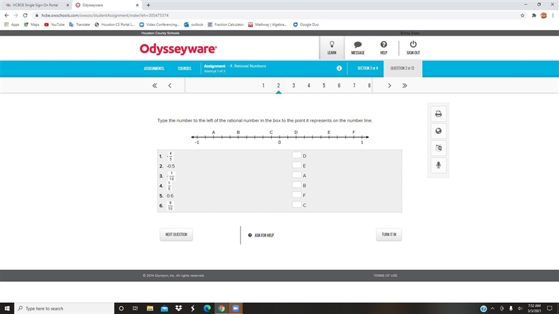 Pls, hurry!!! Type the number to the left of the rational number in the box to the-example-1