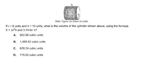 Find the volume of the cylinder using the given formula-example-1