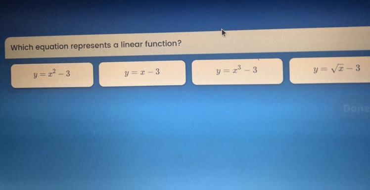 Which equation represents and linear function?-example-1