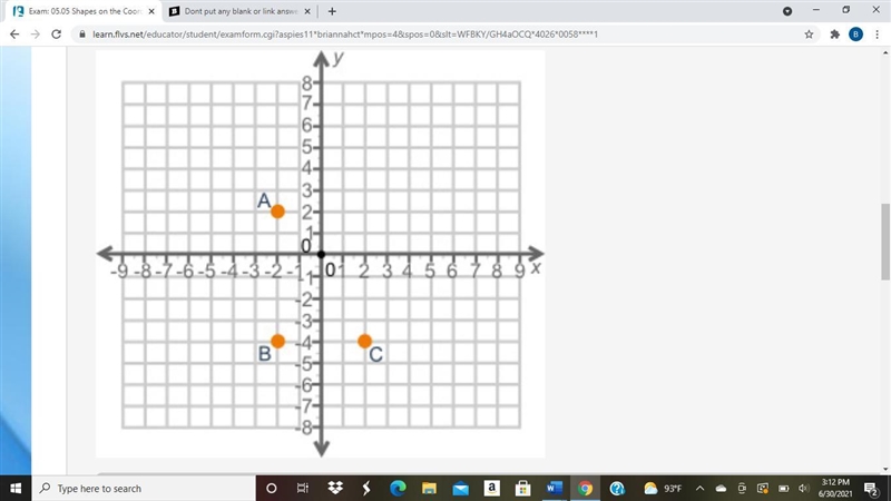 The coordinates below are the three vertices of a rectangle. Identify the fourth coordinate-example-1