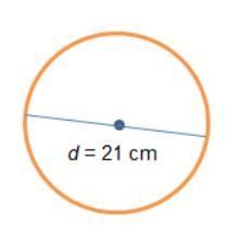 What is the circumference of this circle, in centimeters? Use 22/7 for Pi. A. 33 B-example-1