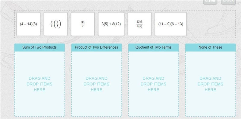 Drag each expression to the box that describes the expression.-example-1