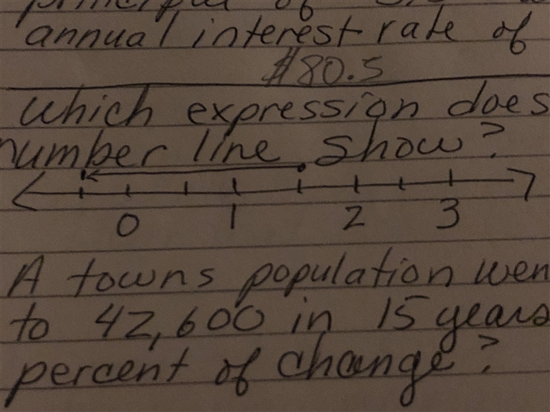 What expression does the number line shows-example-1